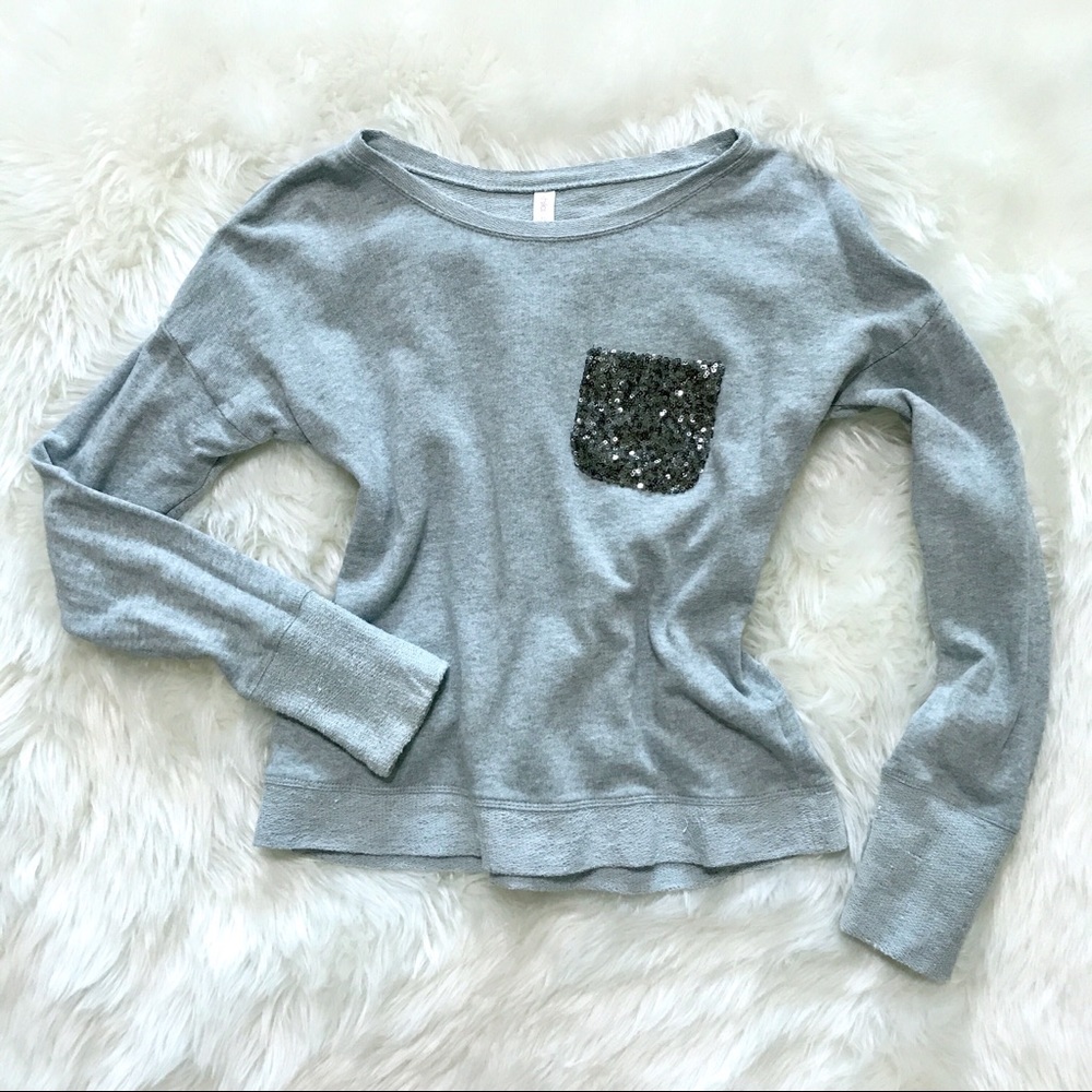 Xhilaration- Blue/Gray Sweatshirt w/sequin pocket-GUC-Sz -XS